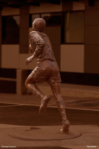 "Reg Gasnier Sculpture" Bronze, 1 1/4 life size, back view, SCG precinct