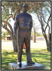 "Robert Rowell OBE" 2.2 metres high, cast bronze. Installed at the Gateway to The Kimberley, Derby