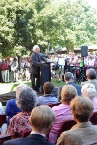 "Stan McCabe Unveiling" Terrance Plowright speaking at the Stan McCabe sculpture unveiling